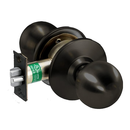 Grade 1 Passage Cylindrical Lock, Ball Knob, Non-Keyed, Satin Bronze Clear Coated Finish, Non-handed